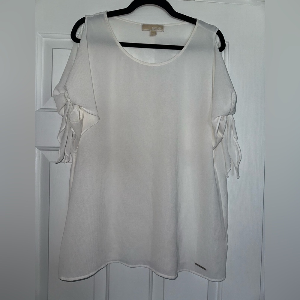 Michael Kors White Sheer Blouse Large